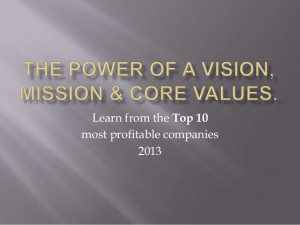Profitable companies vision mission core values 2013