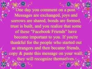 loved this one. I know that my facebook friends have become such an ...