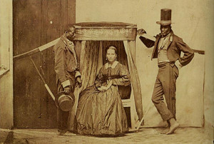 lady being carried by her slaves in Brazil , c.1860.