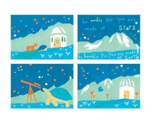 Astronomy Art Print Set - Deer and Turtle Astronomer, Quote, and ...
