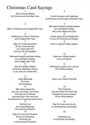 Christmas Card Sayings for Friends and Relatives
