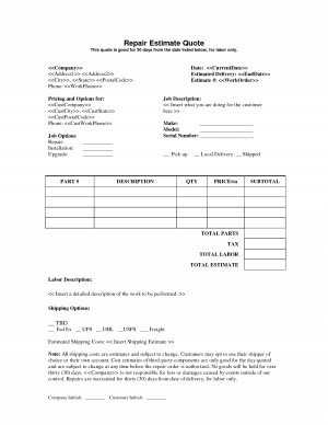 estimate quote template A good proposal is always a way to show our ...
