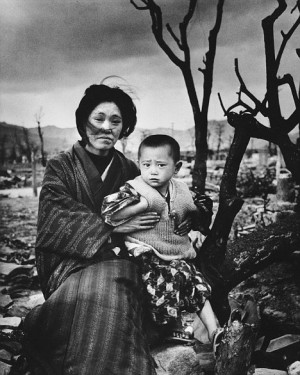 Survivors: A mother and child among the ruins of Hiroshima