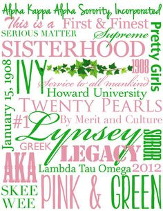 Printable AKA Alpha Kappa Alpha Custom Subway Art by KMitchell, $5.00