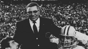 ... coach Vince Lombardi is carried off the field after winning Super Bowl