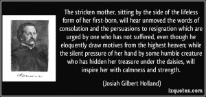 The stricken mother, sitting by the side of the lifeless form of her ...