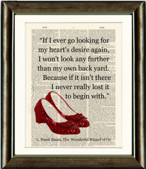 Ruby Slippers/Wizard of Oz Heart Quote- vintage book page print image ...