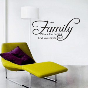 ... Family, where life begins and love ... Wall Quote Vinyl Decal Sticker