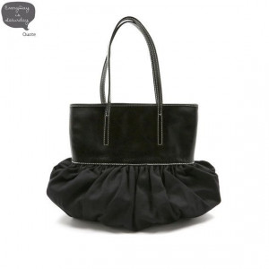 Quote Studio Pleated Bag Leather and Canvas black by QuoteShop, $78.00