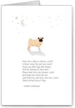Pug Dog Sympathy Card (Male) - Little Dog in Heaven Poem