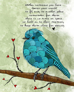 little blue bird loss original illustration art print signed 8 x 10 ...