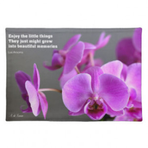 Purple lilac mauve orchid, inspirational quote cloth place mat