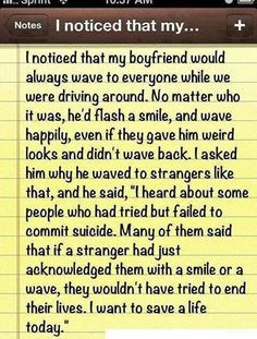 its national suicide prevention week this week... a smile wont solve ...