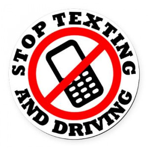 Stop Texting and Driving Round Car Magnet