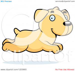 Cartoon of a Cute Yellow Labrador Puppy Running - Royalty Free Vector ...
