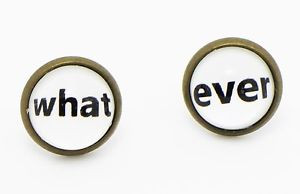 Whatever-Earrings-Funny-Quote-Words-Cool-Hipster-White-Stud-Earring ...