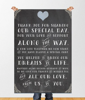Wedding Chalkboard 'Thank You' Sign Poster by StephoneyStationery, £3 ...