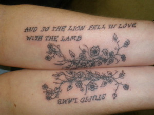 Good Tattoo Quotes : Lamb Couple Quotes Tattoo On Forearms