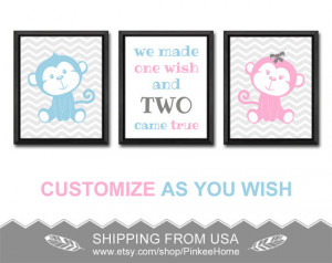 ... boy girl twin nursery art we made a wish baby quotes twins gifts twin