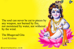 The soul can never be cut to pieces by any weapon, nor burned by fire ...