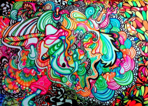 colorful shroom trip drawings