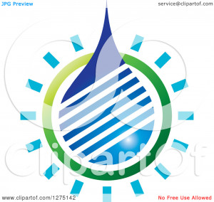 Clipart of a Blue and Green Water Drop Design Royalty Free Vector