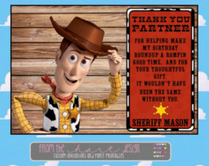 Disney Sheriff Woody Birthday Party Thank You, Toy Story, Cowboy, Hey ...