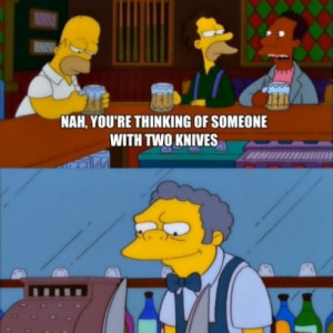 ... & Moe Finds Happiness With Knives In Moe’s Tavern On The Simpsons