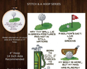 Stitch and a Hoop Golf Quotes Mini Pattern Collection Cross Stitch PDF ...