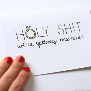 ... shit, we're getting married funny quotes cute wedding writing ring