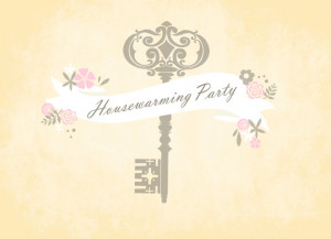 Antique Floral Banner Housewarming Invite