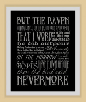NEVERMORE Edgar Allan Poe quote modern print poster
