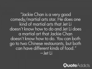 Jackie Chan is a very good comedy/martial arts star. He does one kind ...