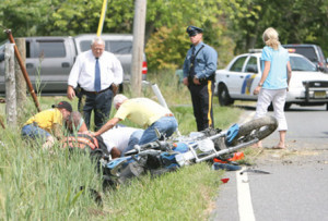 ... motorcycle from a ditch in Alloway Township after an accident shortly