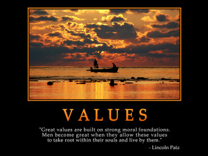 Motivational wallpaper on Values : Great values are built on strong ...