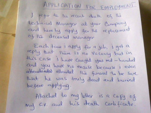 Application for employment.