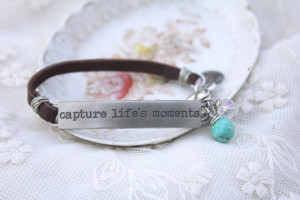 Leather Bracelet, Inspirational Quote 