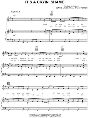 It's a Cryin' Shame by Conway Twitty - Digital Sheet Music