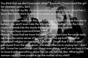 Definitely one of the best lines I've heard in a movie! So beautiful ...