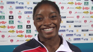 Simone Biles was of course excited and pleased with her performance ...