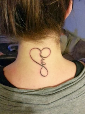 Home » Tattoos on Neck » Love and infinity sign tattoo on neck
