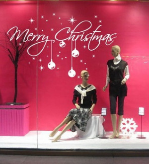 Xmas Merry Christmas Quote Star Decoration Balls Glass Window Door ...