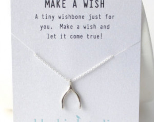 Sterling Silver Wishbone Necklace / Make a Wish Necklace/ Lucky ...