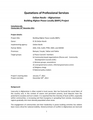 Quotations of Professional Services Oxfam Novib – Afghanistan