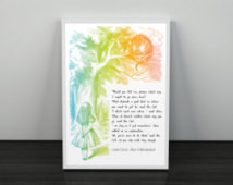 Alice in wonderland Cheshire cat qu ote word art print available in 2 ...