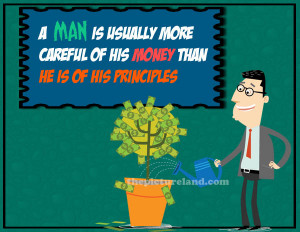 Man Giving Water To Money Plant Quotes Images