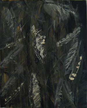 Icarus" acrylic paint on canvas board