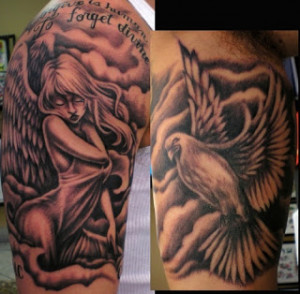 SEXY_ANGEL_HALF_SLEEVE..._sexy_angel_wings_dove_bird_tattoo_half ...