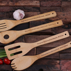 4pc Personalized Bamboo Kitchen Spoons with Quotes, Sayings Unique ...