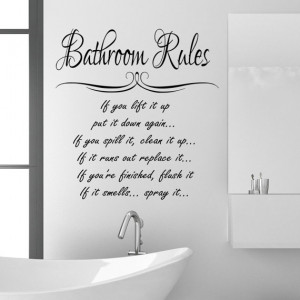 Bathroom Rules Wall Sticker Quote funny Vinyl Decal Graphic Transfer ...